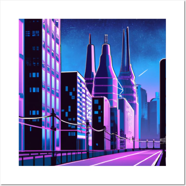 Synthwave City Wall Art by retroprints